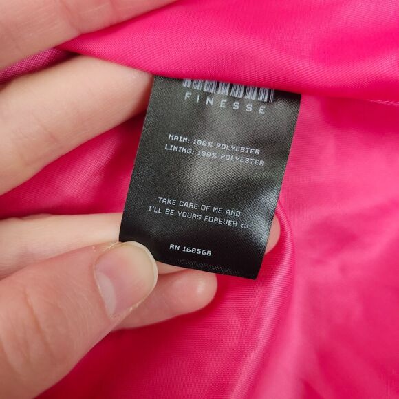 FINESSE Womens Dorinne Hot Pink Vegan Fur Knee Length Coat Large - Picture 6 of 9